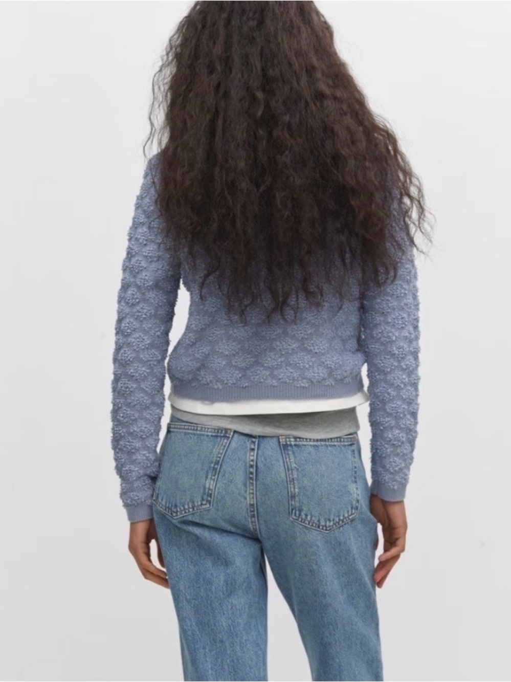 Mango Textured Button-Front Cardigan in Light Blue - Picture 2 of 5